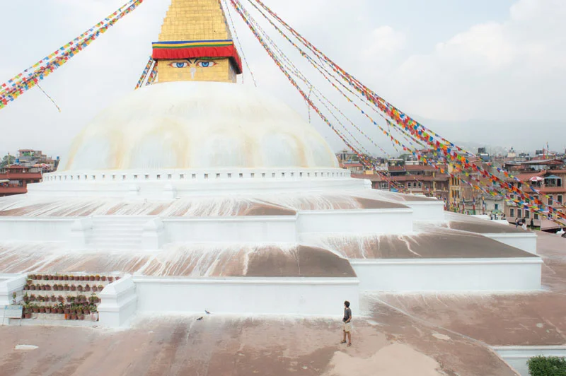 La enorme estupa del templo de Boudhnath, en Katmandú