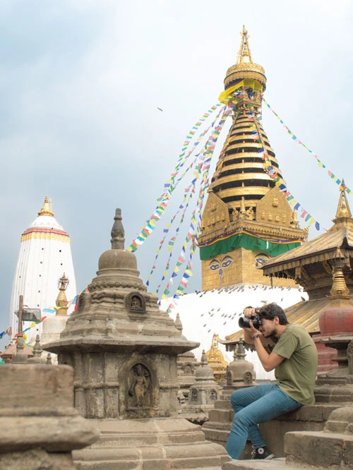 El templo de los monos en Katmandú, conocido como Swayambhunath