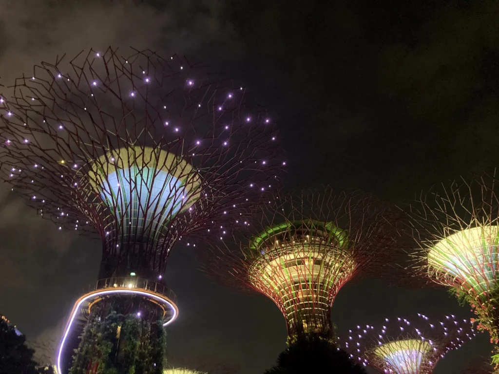 Los Gardens of the Bay de Singapur iluminados de noche