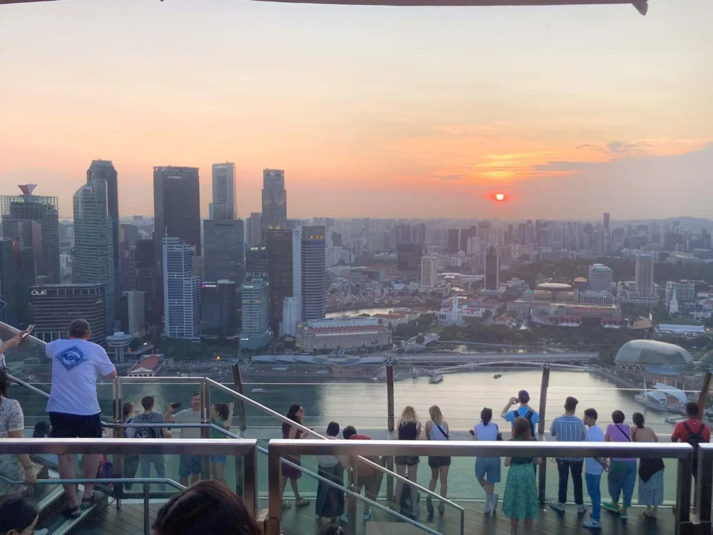 El atardecer en Singapur desde el Marina Bay Sands